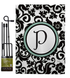 Damask P Initial - Simply Beauty Interests Vertical Impressions Decorative Flags HG130068 Made In USA
