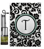 Damask T Initial - Simply Beauty Interests Vertical Impressions Decorative Flags HG130072 Made In USA