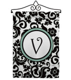 Damask V Initial - Simply Beauty Interests Vertical Impressions Decorative Flags HG130074 Made In USA