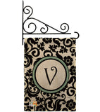 Damask V Initial - Simply Beauty Interests Vertical Impressions Decorative Flags HG130074 Made In USA