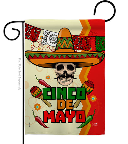 Calavera Cinco de Mayo - Southwest Country & Primitive Vertical Impressions Decorative Flags HG137045 Made In USA