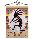 Welcome Kokopelli Dance - Southwest Country & Primitive Vertical Impressions Decorative Flags HG115144 Made In USA