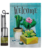 Succulent Welcome - Southwest Country & Primitive Vertical Impressions Decorative Flags HG115253 Made In USA