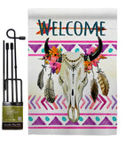 Bohemian Bull Skull - Southwest Country & Primitive Vertical Impressions Decorative Flags HG137009 Made In USA