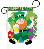 Happy St. Pat's - St Patrick Spring Vertical Applique Decorative Flags HG102019