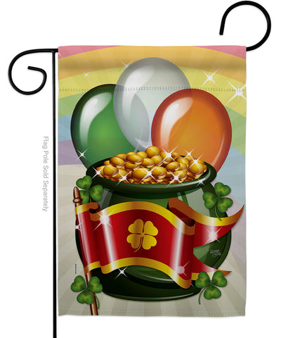Rainbow Gold Pot - St Patrick Spring Vertical Impressions Decorative Flags HG120297 Made In USA
