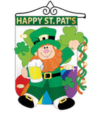 Happy St. Pat's - St Patrick Spring Vertical Applique Decorative Flags HG102019