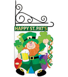 Happy St. Pat's - St Patrick Spring Vertical Applique Decorative Flags HG102019