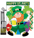 Happy St. Pat's - St Patrick Spring Vertical Applique Decorative Flags HG102019