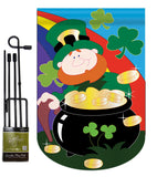 Lucky Irish - St Patrick Spring Vertical Applique Decorative Flags HG102023