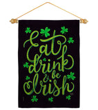 Eat Drink Irish - St Patrick Spring Vertical Impressions Decorative Flags HG102060 Made In USA