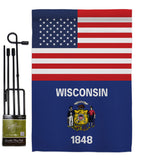 US Wisconsin - States Americana Vertical Impressions Decorative Flags HG140812 Made In USA