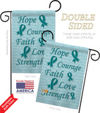 Hope, Faith, Courage (Teal) - Support Inspirational Vertical Impressions Decorative Flags HG115092 Made In USA