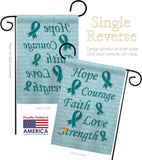 Hope, Faith, Courage (Teal) - Support Inspirational Vertical Impressions Decorative Flags HG115092 Made In USA