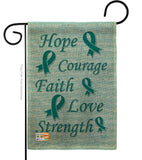 Hope, Faith, Courage (Teal) - Support Inspirational Vertical Impressions Decorative Flags HG115092 Made In USA