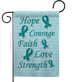 Hope, Faith, Courage (Teal) - Support Inspirational Vertical Impressions Decorative Flags HG115092 Made In USA