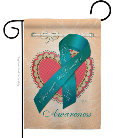 Ovarian Awaress - Support Inspirational Vertical Impressions Decorative Flags HG115095 Made In USA