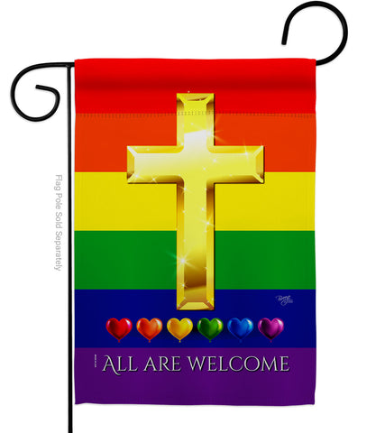 All Are Welcome - Support Inspirational Vertical Impressions Decorative Flags HG115248 Made In USA