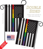 US Rainbow Thin Line - Support Inspirational Vertical Impressions Decorative Flags HG148056 Made In USA