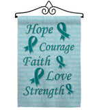 Hope, Faith, Courage (Teal) - Support Inspirational Vertical Impressions Decorative Flags HG115092 Made In USA