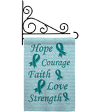 Hope, Faith, Courage (Teal) - Support Inspirational Vertical Impressions Decorative Flags HG115092 Made In USA