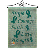 Hope, Faith, Courage (Teal) - Support Inspirational Vertical Impressions Decorative Flags HG115092 Made In USA