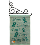 Hope, Faith, Courage (Teal) - Support Inspirational Vertical Impressions Decorative Flags HG115092 Made In USA