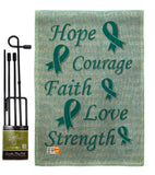 Hope, Faith, Courage (Teal) - Support Inspirational Vertical Impressions Decorative Flags HG115092 Made In USA