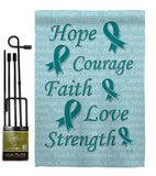 Hope, Faith, Courage (Teal) - Support Inspirational Vertical Impressions Decorative Flags HG115092 Made In USA