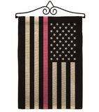 US Thin Pink Line - Support Inspirational Vertical Impressions Decorative Flags HG148055 Made In USA