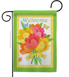 Welcome Flower Bouquet - Sweet Home Inspirational Vertical Impressions Decorative Flags HG100053 Made In USA