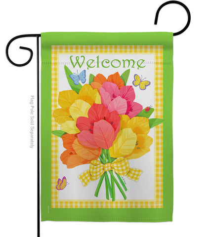 Welcome Flower Bouquet - Sweet Home Inspirational Vertical Impressions Decorative Flags HG100053 Made In USA