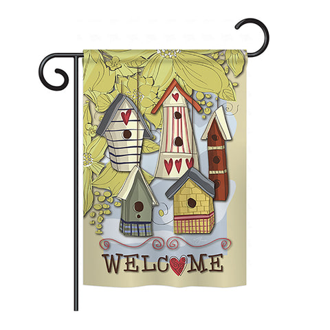 Welcome Birdhouse Village - Sweet Home Inspirational Vertical Impressions Decorative Flags HG100044 Printed In USA