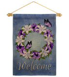 Lily Wreath - Sweet Home Inspirational Vertical Impressions Decorative Flags HG192673 Made In USA