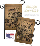 Happy Cornucopia - Thanksgiving Fall Vertical Impressions Decorative Flags HG113054 Made In USA