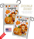 Happy Cute Turkey - Thanksgiving Fall Vertical Impressions Decorative Flags HG137629 Made In USA