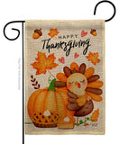 Happy Cute Turkey - Thanksgiving Fall Vertical Impressions Decorative Flags HG137629 Made In USA