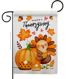 Happy Cute Turkey - Thanksgiving Fall Vertical Impressions Decorative Flags HG137629 Made In USA