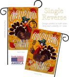 Happy Thanksgiving Turkey - Thanksgiving Fall Vertical Impressions Decorative Flags HG192043 Made In USA