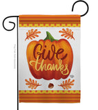 Pumpkin Give Thanks - Thanksgiving Fall Vertical Impressions Decorative Flags HG192139 Made In USA