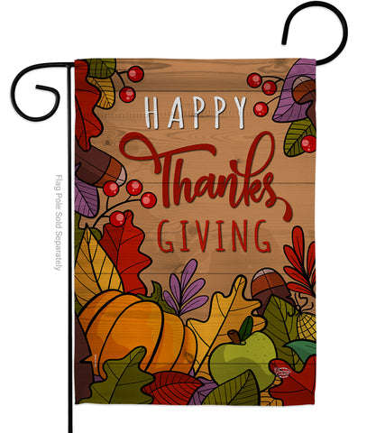 Happy Thanks Giving - Thanksgiving Fall Vertical Impressions Decorative Flags HG192294 Made In USA