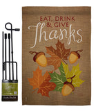 Eat, Drink & Give - Thanksgiving Fall Vertical Impressions Decorative Flags HG113052 Made In USA