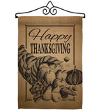 Happy Cornucopia - Thanksgiving Fall Vertical Impressions Decorative Flags HG113054 Made In USA