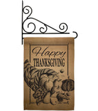 Happy Cornucopia - Thanksgiving Fall Vertical Impressions Decorative Flags HG113054 Made In USA