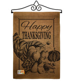 Happy Cornucopia - Thanksgiving Fall Vertical Impressions Decorative Flags HG113054 Made In USA