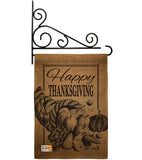 Happy Cornucopia - Thanksgiving Fall Vertical Impressions Decorative Flags HG113054 Made In USA