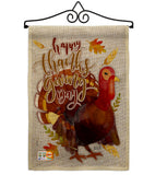 Happy Thanksgiving Turkey - Thanksgiving Fall Vertical Impressions Decorative Flags HG137075 Made In USA