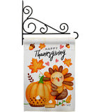 Happy Cute Turkey - Thanksgiving Fall Vertical Impressions Decorative Flags HG137629 Made In USA