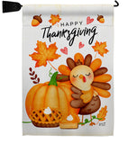 Happy Cute Turkey - Thanksgiving Fall Vertical Impressions Decorative Flags HG137629 Made In USA