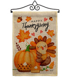 Happy Cute Turkey - Thanksgiving Fall Vertical Impressions Decorative Flags HG137629 Made In USA